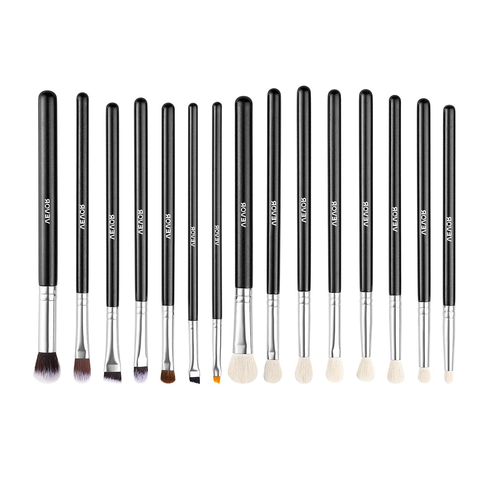 15-Piece Makeup Brush Set for Foundation Blending Eyeshadow, Professional Vegan Brushes with Soft Synthetic Bristles, Ergonomic Wood Handle & Aluminum Ferrule, Portable and Travel-Friendly
