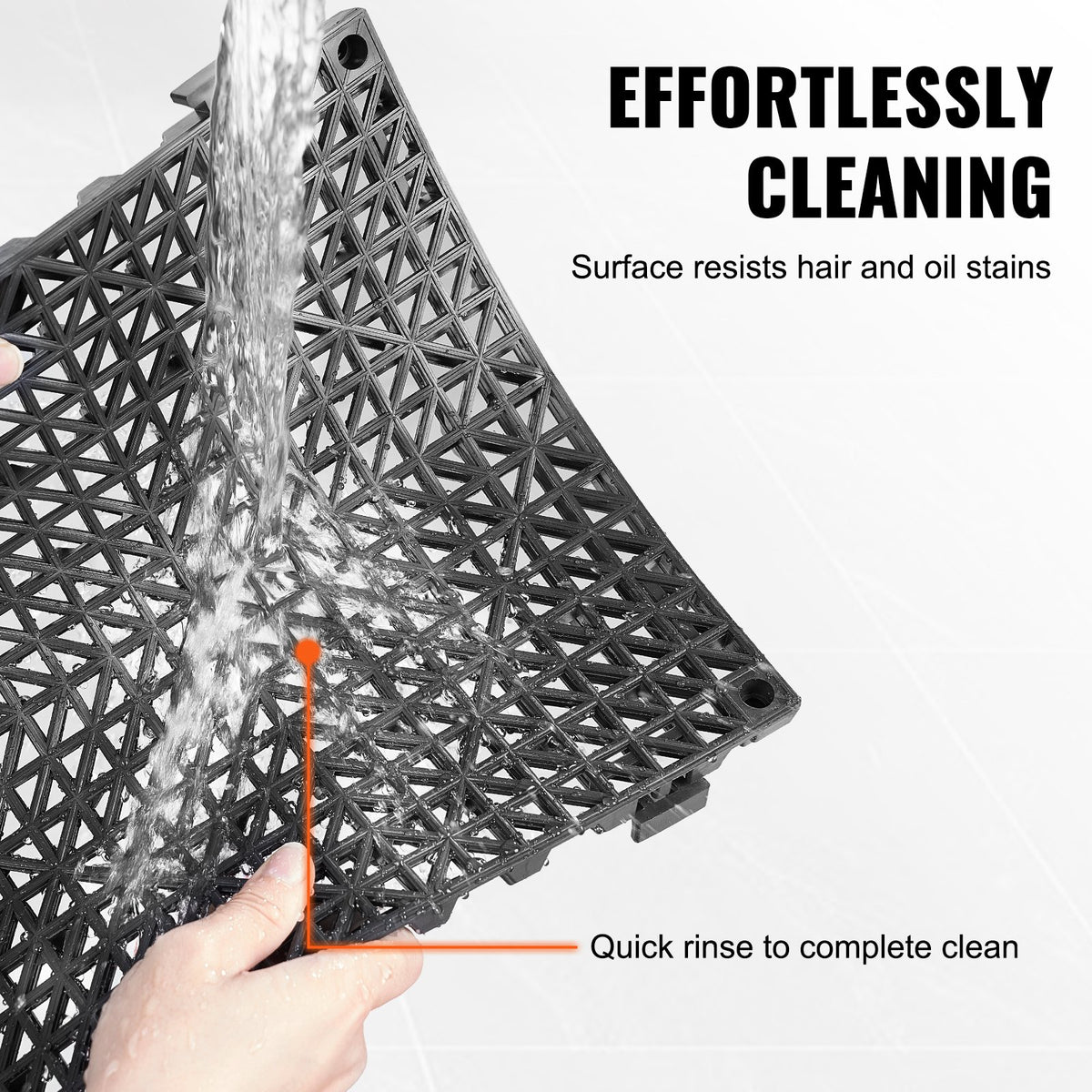 Modular Interlocking Cushion, 12 Pack 30 x 30 cm Splicing Drainage Mats, PVC Interlocking Drainage Floor Tiles, Non-Slip Drainage Holes for Restroom, Bathroom, Kitchen, Pool, Wet Area, Black