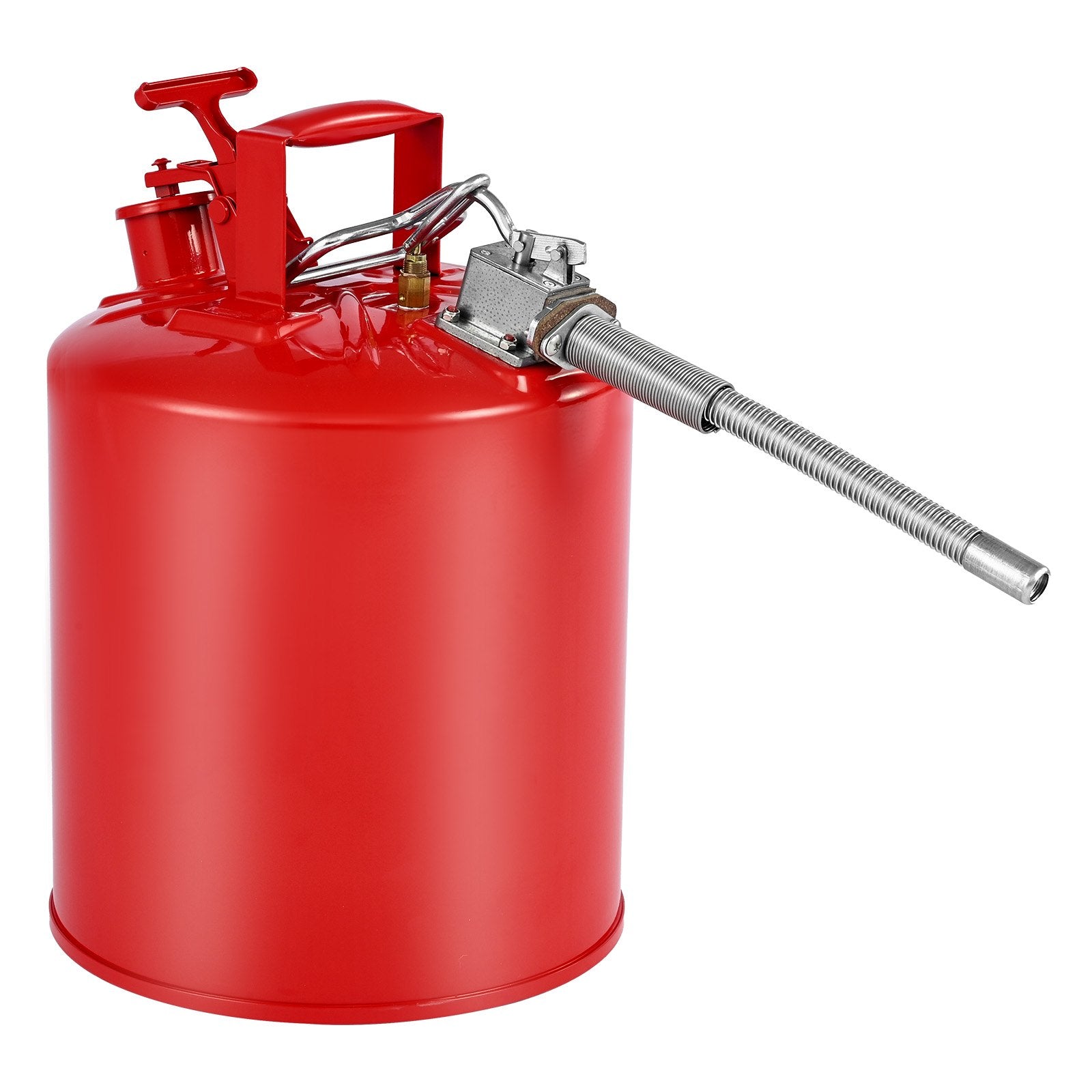 Safety Gas Can, 19 L Type II Red Safety Can for Gasoline with Stainless Steel Flame Arrester, Self-Closing Lid, and Flexible Metal Spout, Carbon Steel Flammable Storage with Ergonomic Handle