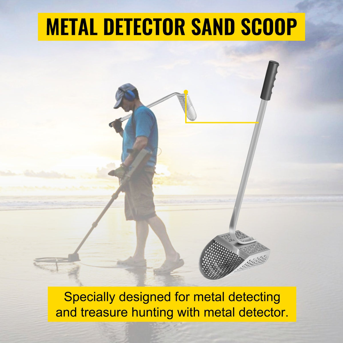 Metal Detector Sand Scoop Metal Detecting Hunting Scoop w/ Steel Handle