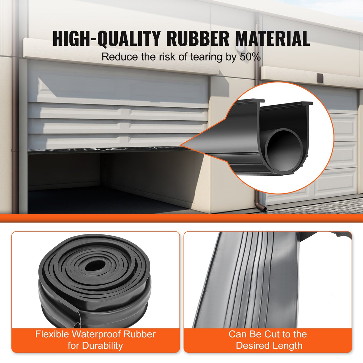 Garage Door Seals Bottom Rubber, U Shape +O Ring Combination Garage Door Bottom Weather Seal, 10ft Weatherproofing Garage Door Seal, 5/16 inch T-ends and 3 3/4 inch Width, for Doors, Black