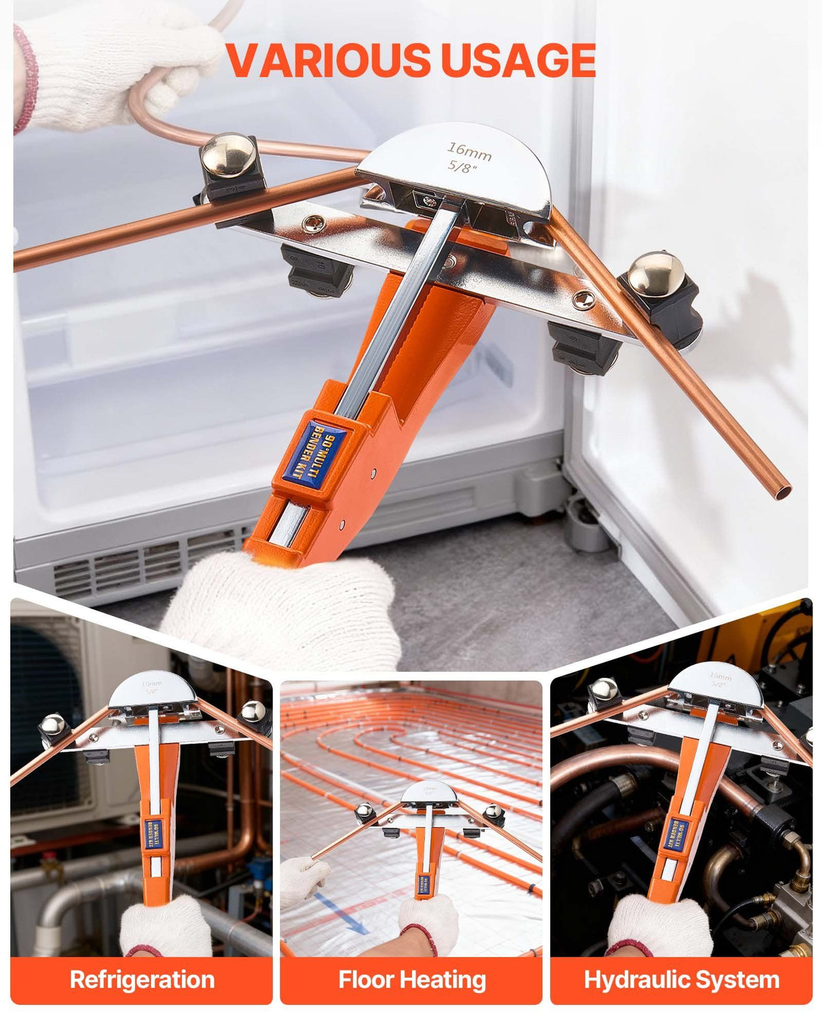 Tubing Bender Kit, 6 mm to 22 mm, Compact Ratcheting Tube Pipe Bender, Forward/Reverse Hand Bending Tool, with 7 Aluminium Alloy Dies, for Copper HVAC Air Conditioning Refrigeration Auto Repair