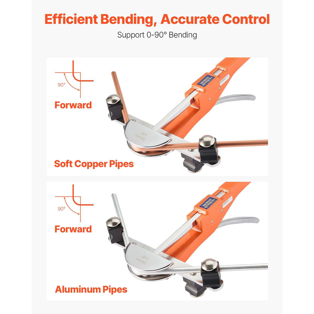 Tubing Bender Kit, 6 mm to 22 mm, Compact Ratcheting Tube Pipe Bender, Ratchet Hand Bending Tool, with 7 Aluminium Alloy Dies, HVAC Tools, for Copper Aluminum HVAC Refrigeration Maintenance