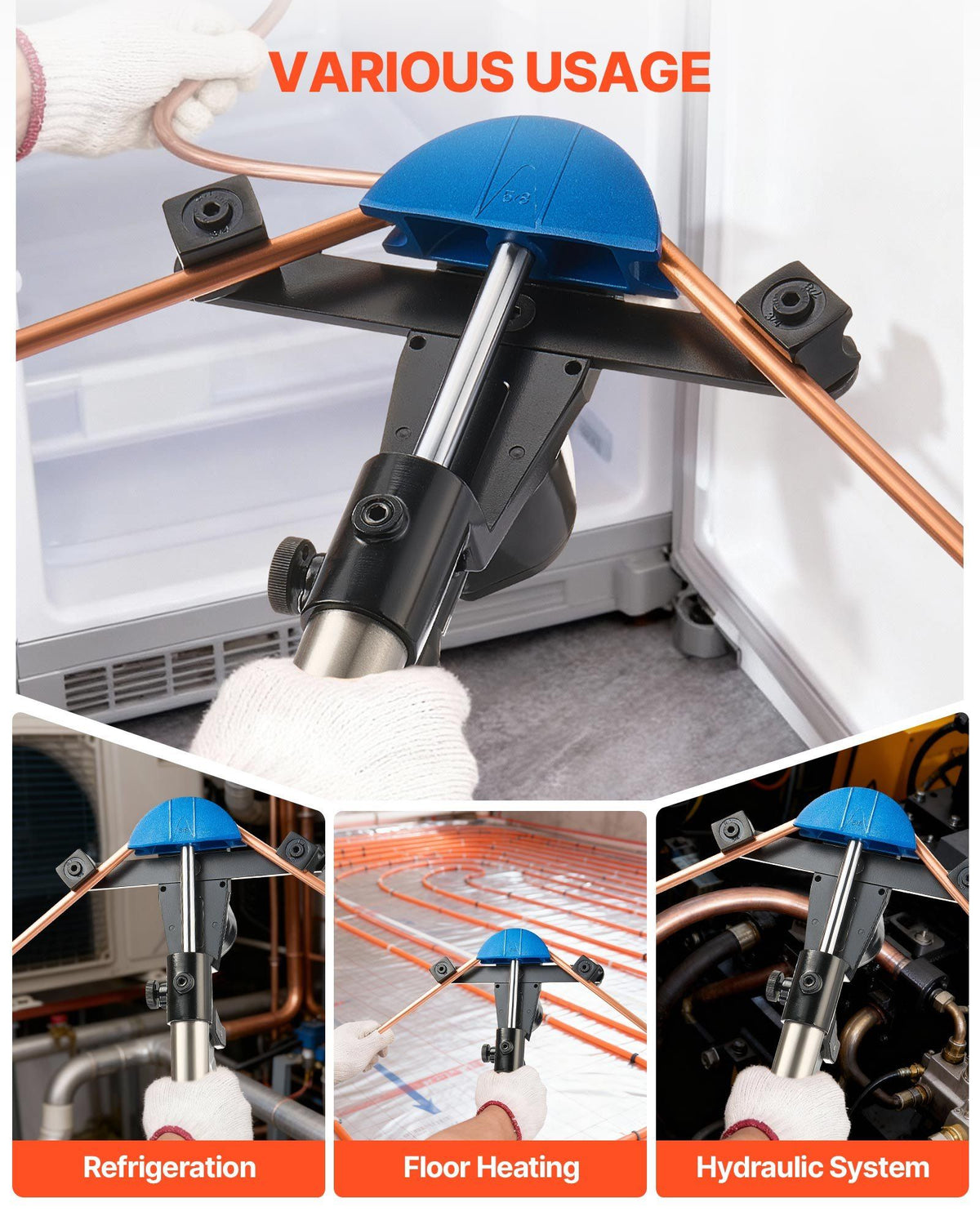 Hydraulic Tubing Bender Kit, 6 mm to 22 mm, Copper Tube Pipe Bender, HVAC Bending Tool Set, 90° Bend, with 7 Color Aluminium Alloy Dies, for HVAC Air Conditioning Refrigeration Automotive Repair