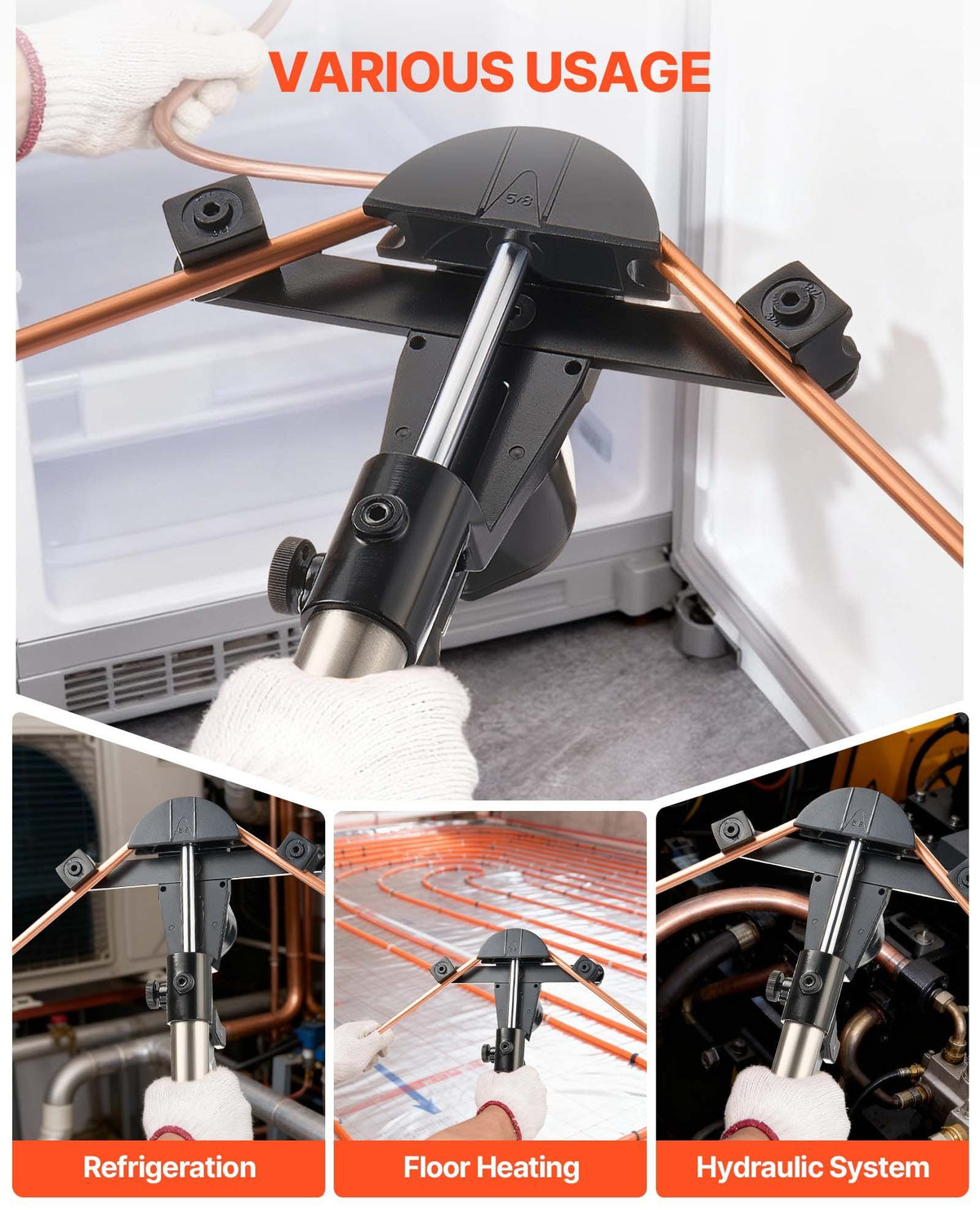Hydraulic Tubing Bender Kit, 6 mm to 22 mm, Copper Tube Pipe Bender, HVAC Bending Tool Set, 90° Bend, with 7 Aluminium Alloy Dies, for HVAC Air Conditioning Refrigeration Automotive Auto Repair