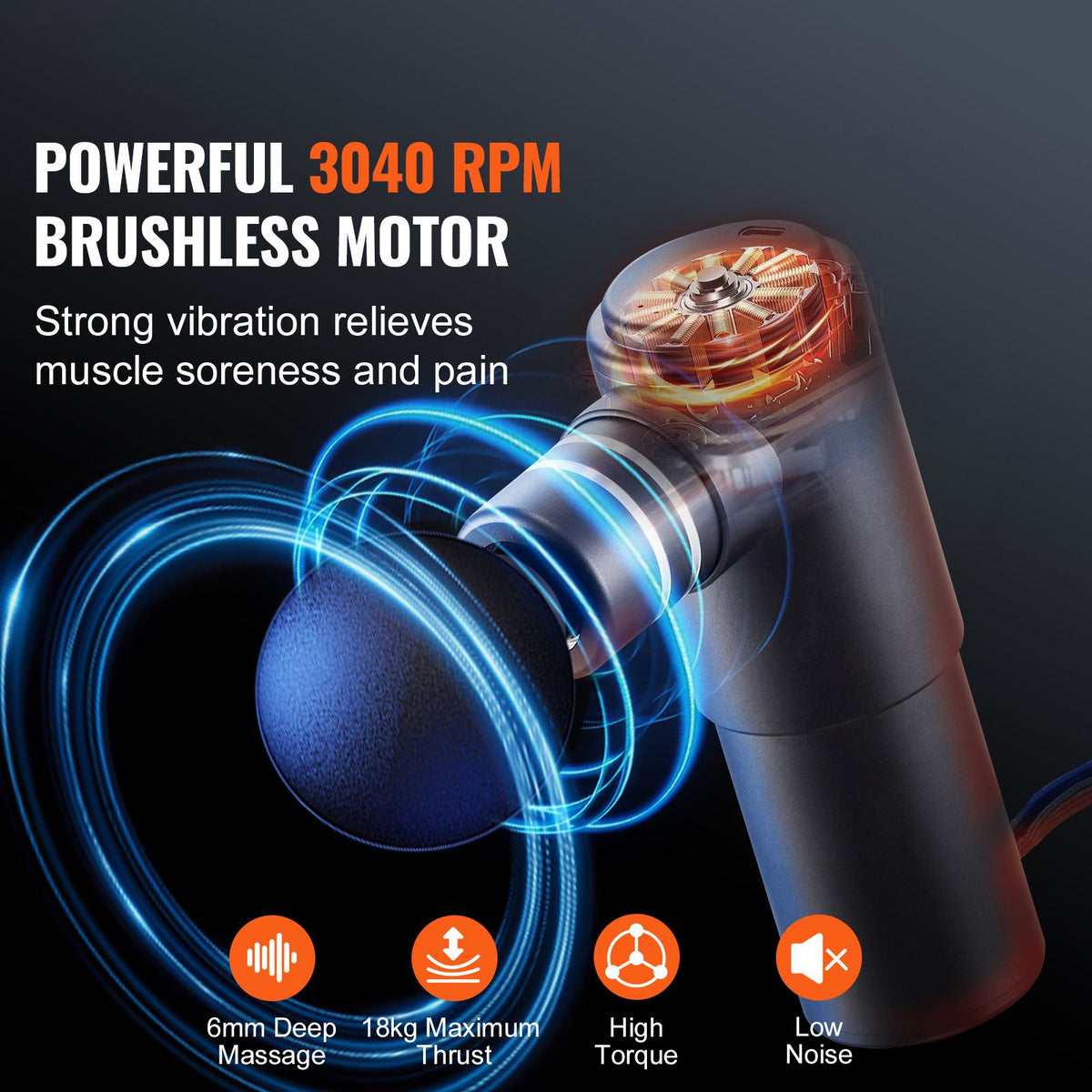 Massage Gun Deep Tissue, Percussion Muscle Massager for Athletes - with 4 Speed Levels & 4 Massage Heads, 12V 2500mAh Batteries, Handheld Electric Massage Gun for Pain Relief, Muscle Relaxation