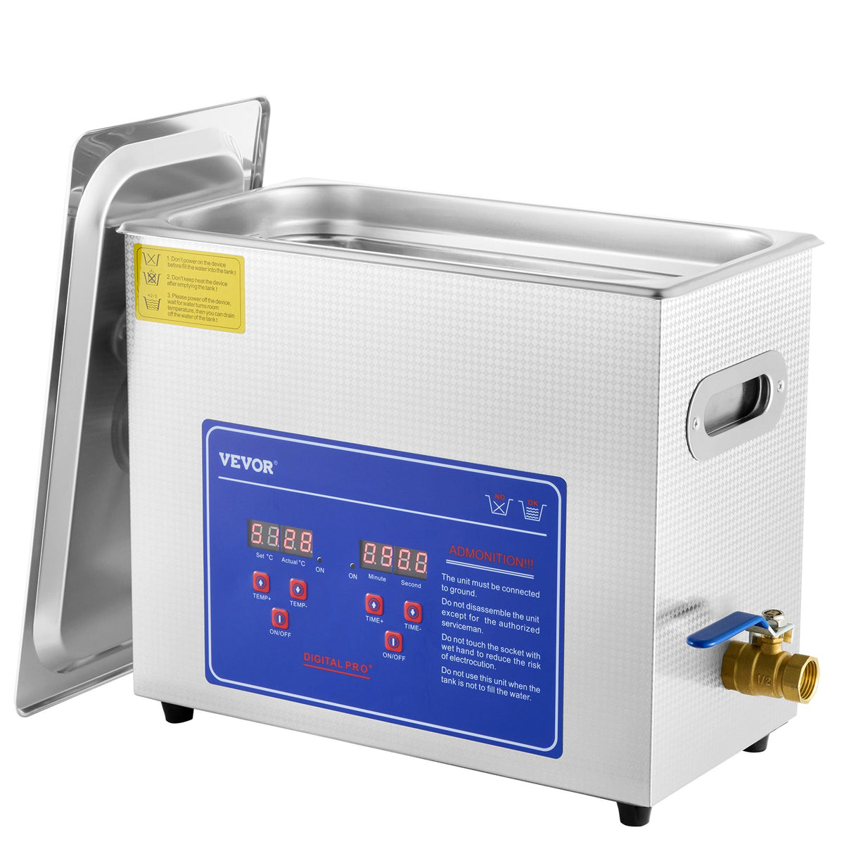 Brand New 6 Liter Stainless Steel Digital Ultrasonic Cleaner w/ Bracket & Drainage System