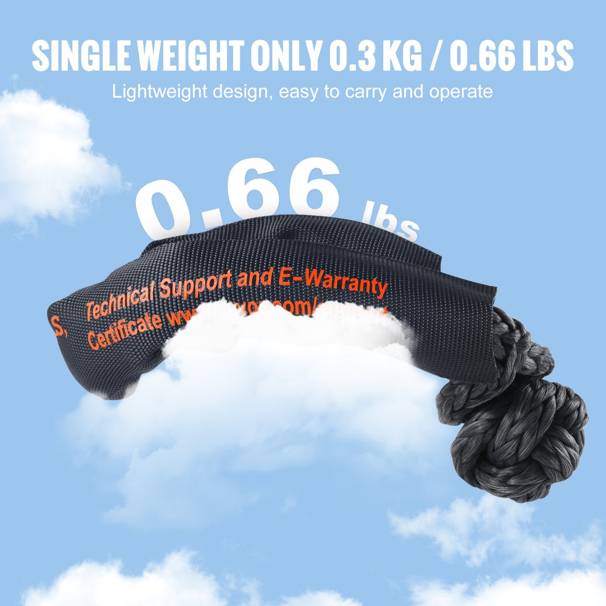 Synthetic Soft Shackle Rope, 2 Pack 12.7 x 558.8 mm 20 Ton Breaking Strength, Recovery Tow Shackles with Extra 2 Sleeves and Storage Bag for UTV, ATV, Trucks, Jeep, Off-Road Vehicles, Black