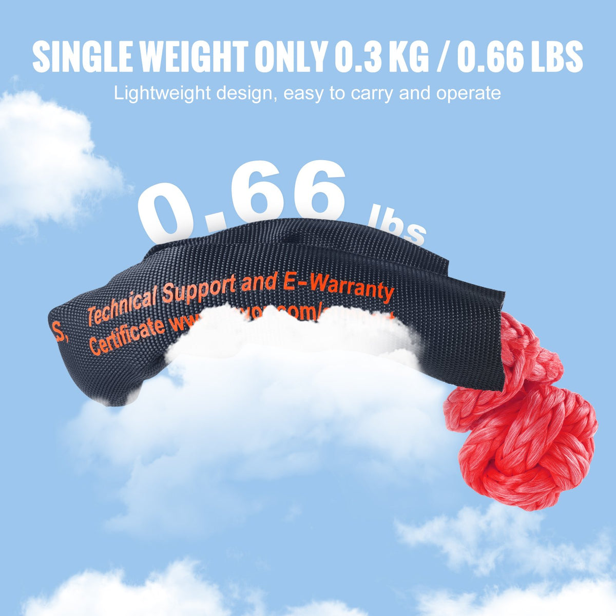Synthetic Soft Shackle Rope, 2 Pack 12.7 x 558.8 mm 20 Ton Breaking Strength Recovery Tow Shackles with Extra 2 Sleeves and Storage Bag for UTV, ATV, Trucks, Jeep, Off-Road Vehicles Towing, Red