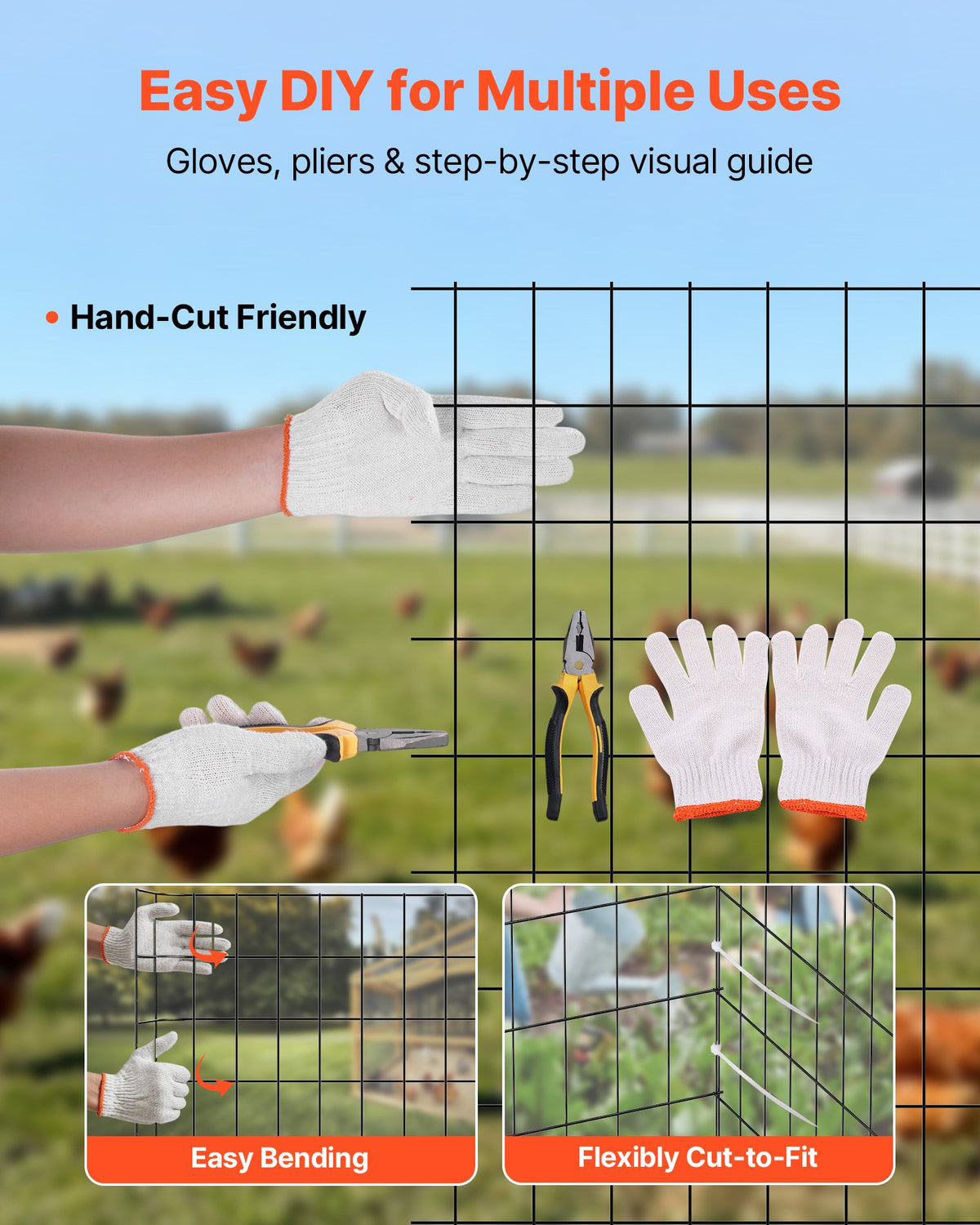 Hardware Cloth 61cm x 7.62m, 2 x 3 in Mesh 16 Gauge Galvanized Wire Mesh Roll, Weather-Resistant Vinyl Coated Chicken Wire Fencing, Heavy Duty Welded Garden Plant Fencing for Rabbit Cage Snake