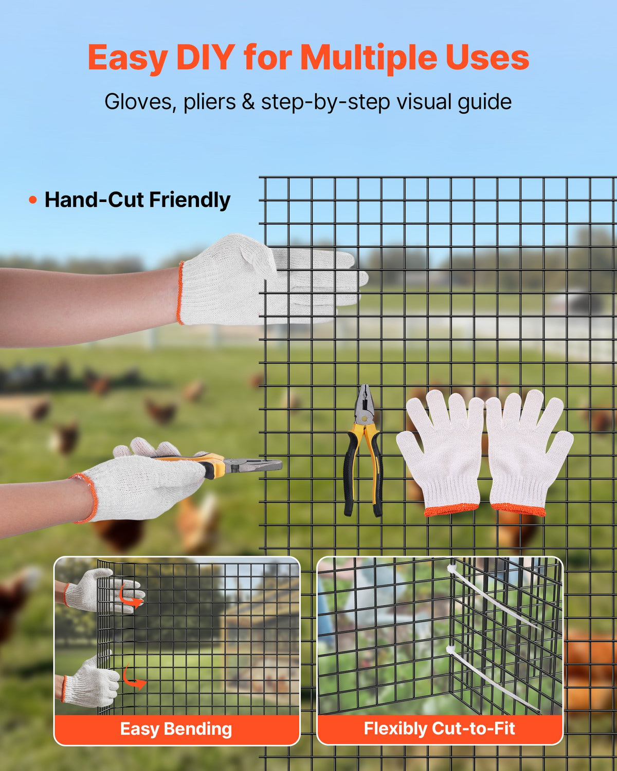 Hardware Cloth 61cm x 15.2m, 1/2 in 19 Gauge Galvanized Wire Mesh Roll, Weather-Resistant Vinyl Coated Chicken Wire Fencing, Heavy Duty Welded Garden Plant Fencing for Rabbit Cage Snake Fence
