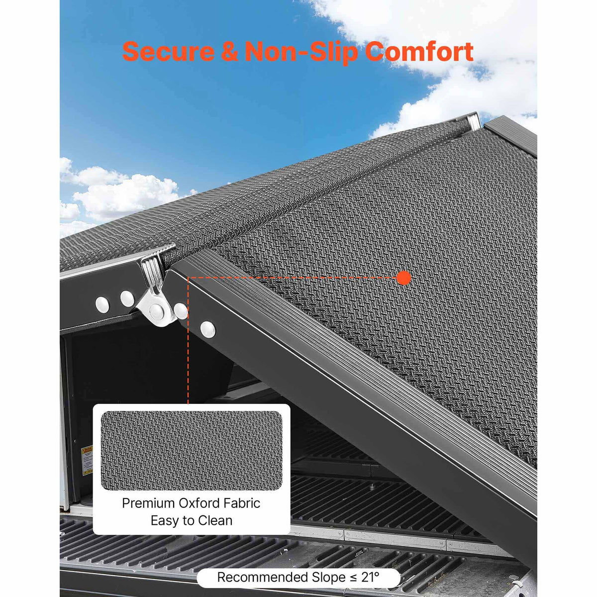 Dog Ramp for Cars, 1600 × 432 mm, Folding Pet Ramps for Medium & Large Dogs up to 113 kg, Pet Stair Ramp with Non-Slip Oxford Fabric Surface, Portable Outdoor Dog Car Ramps for SUV & Truck