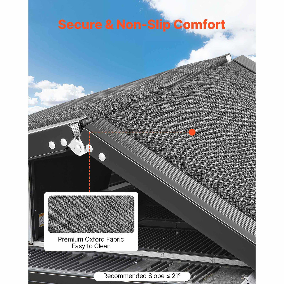 Dog Ramp for Cars, 1800 × 508 mm, Folding Pet Ramps for Medium & Large Dogs up to 113 kg, Pet Stair Ramp with Non-Slip Oxford Fabric Surface, Portable Outdoor Dog Car Ramps for SUV & Truck