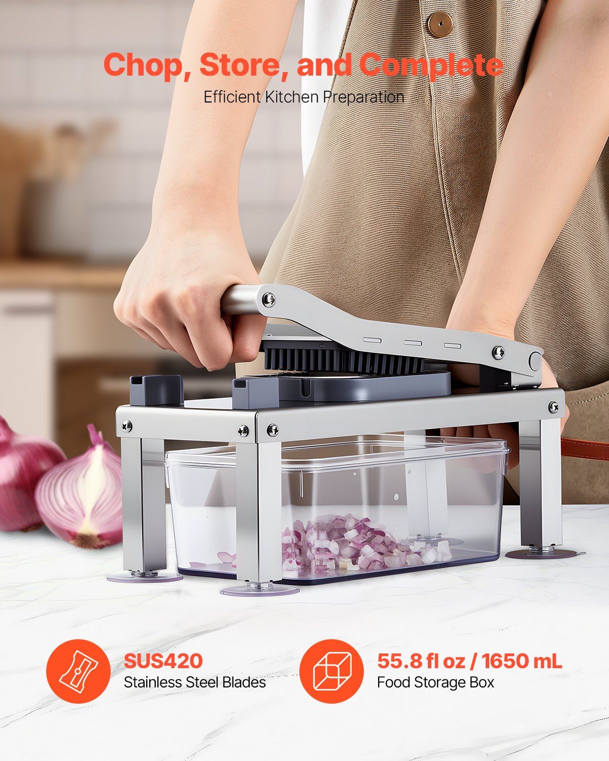Vegetable Chopper Mandoline Slicer, All-in-1 Food Veggie Cutter with 9 Stainless Steel Blades, Cheese Grater Onion Potato Dicer with Container,Salad Spiralizer Kitchen Gadgets&Essentials