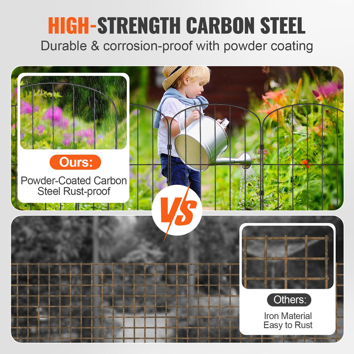 Garden Fence, No Dig Fence 61 x 33 cm Animal Barrier Fence, Underground Decorative Garden Fencing with 5.08 cm Spike Spacing, Metal Dog Fence for the Yard and Outdoor Patio, 10 Pack