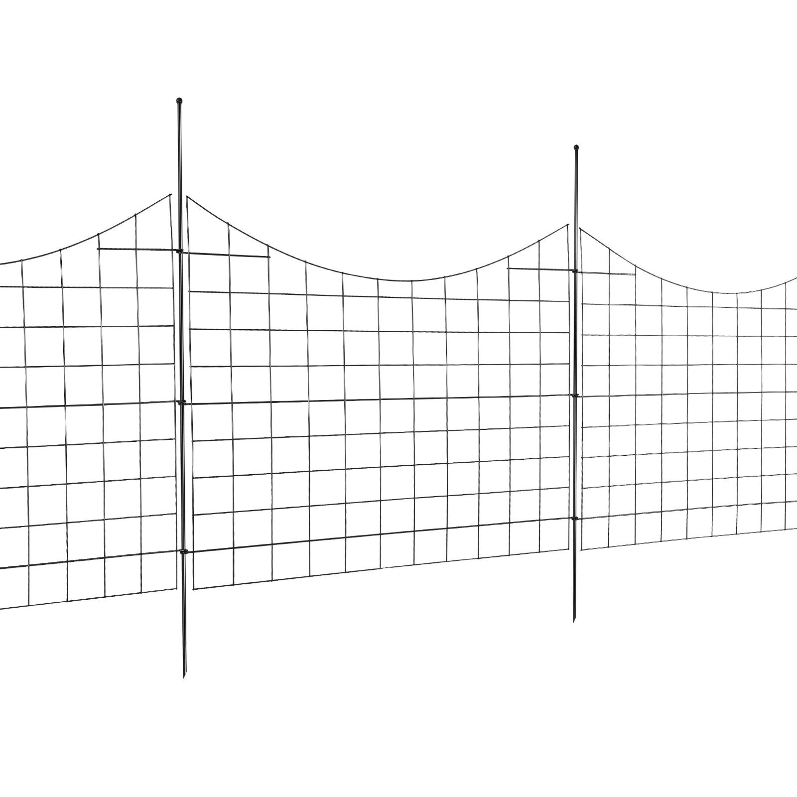 Garden Fence, 75×93 cm Animal Barrier Fence, Underground Decorative Garden Fencing with 6.38 cm Spike Spacing, Metal Dog Fence for the Yard and Outdoor Patio, 5 Pack