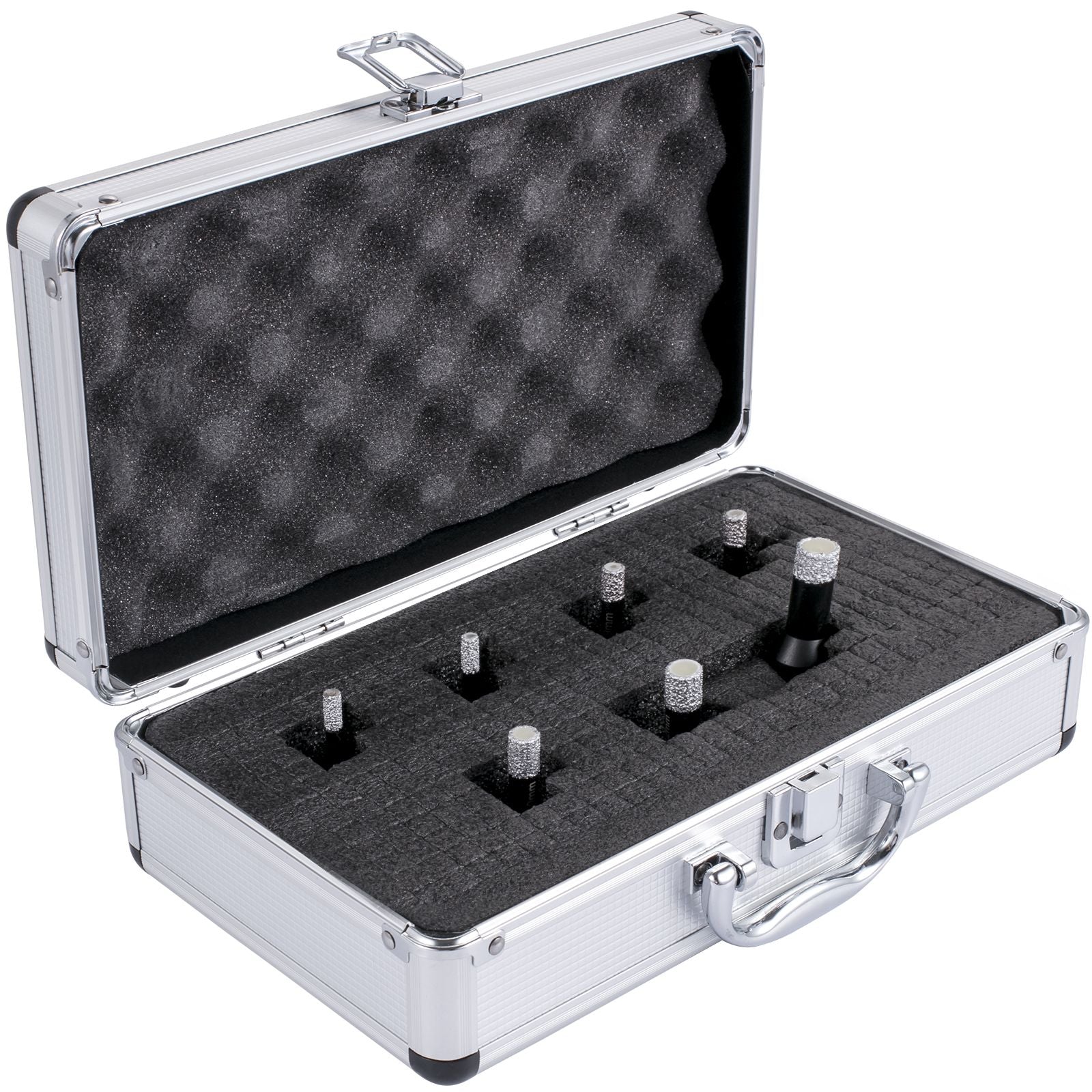 Diamond Drill Bits 7PCS Diamond Hole Saw 6/6/8/8/10/12/14mm Tile Hole Saw Kit Vacuum Brazed Diamond Drill Bit 0.59in/15mm Segment Tile Hole Saw w Storage Case for Tile Ceramic Porcelain Marble