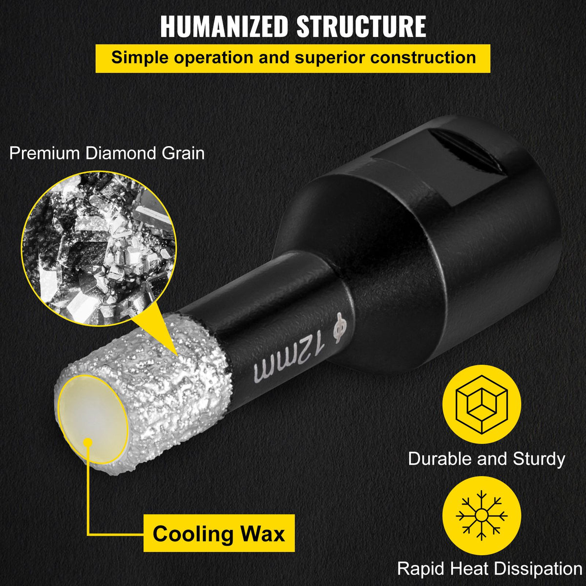 Diamond Drill Bits 7PCS Diamond Hole Saw 6/6/8/8/10/12/14mm Tile Hole Saw Kit Vacuum Brazed Diamond Drill Bit 0.59in/15mm Segment Tile Hole Saw w Storage Case for Tile Ceramic Porcelain Marble