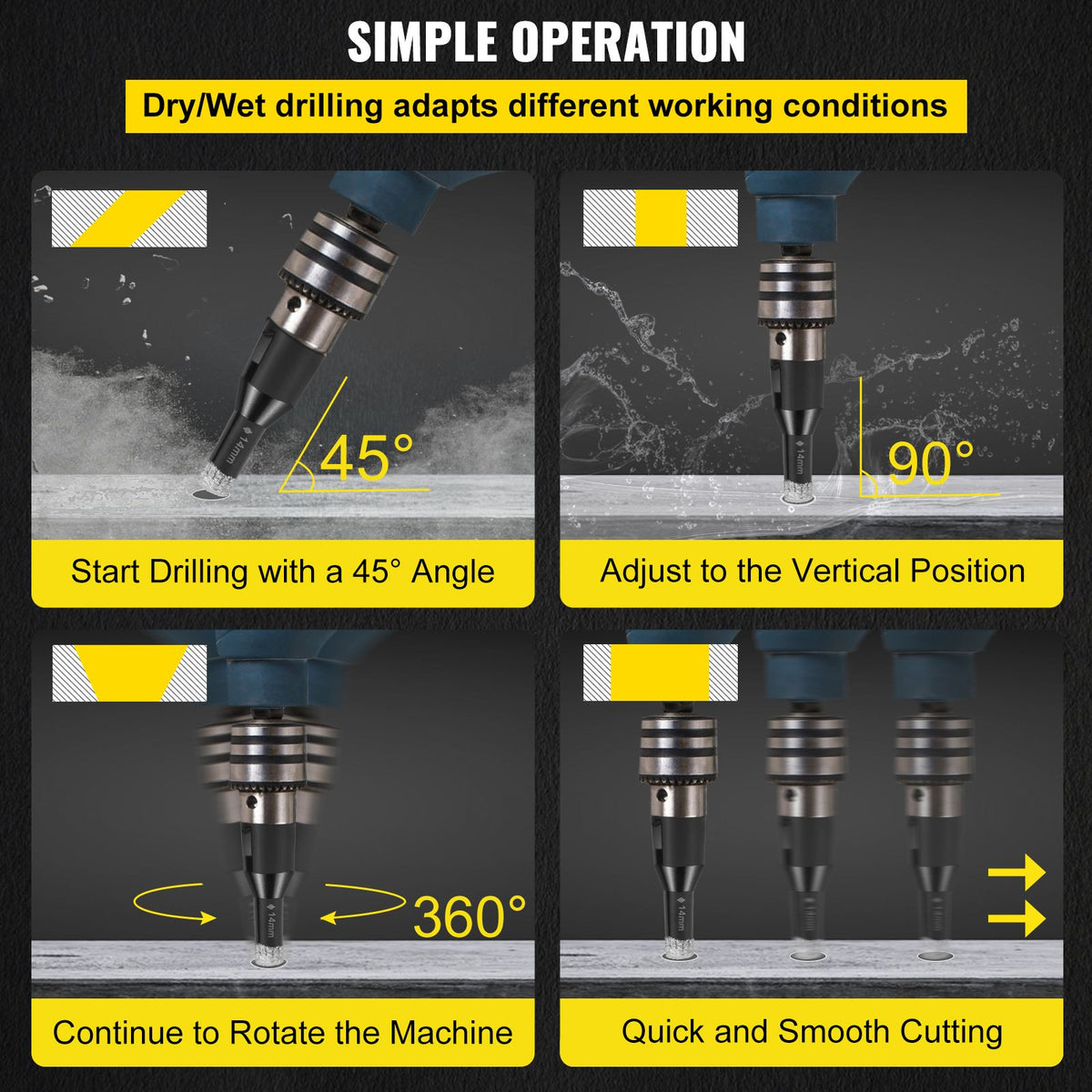 Diamond Drill Bits 7PCS Diamond Hole Saw 6/6/8/8/10/12/14mm Tile Hole Saw Kit Vacuum Brazed Diamond Drill Bit 0.59in/15mm Segment Tile Hole Saw w Storage Case for Tile Ceramic Porcelain Marble
