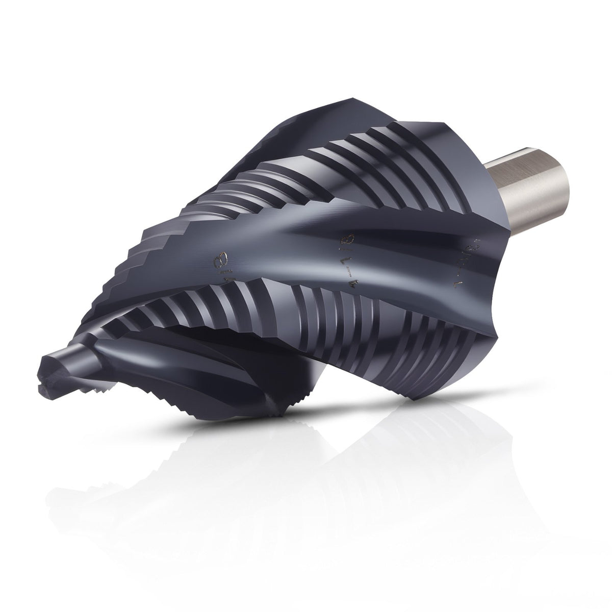 Step Drill Bit, 4.76 to 34.93 mm, 9.53 mm Triangular Shank, TiAlN Coating Cobalt High Speed Steel, Four Spiral Flute Step Bit for Metal, Stainless Steel, Aluminum, Wood, Plastic, Fiberglass