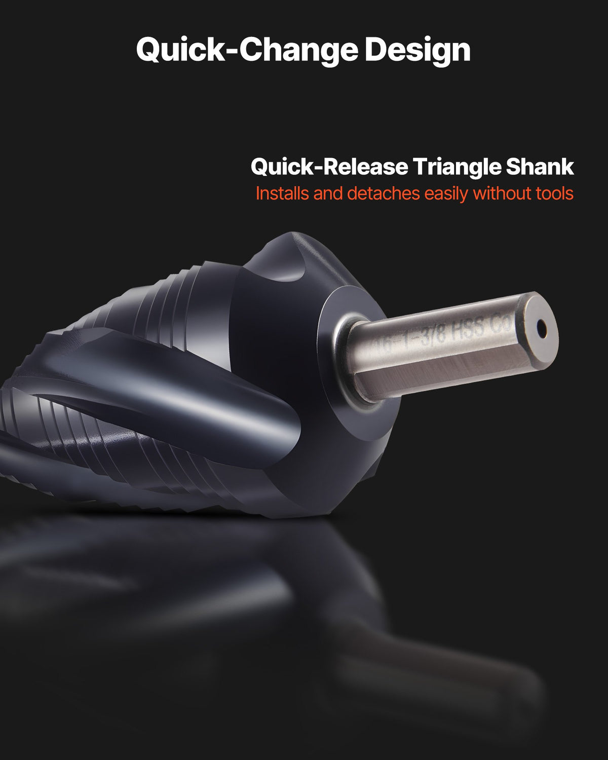 Step Drill Bit, 4.76 to 34.93 mm, 9.53 mm Triangular Shank, TiAlN Coating Cobalt High Speed Steel, Four Spiral Flute Step Bit for Metal, Stainless Steel, Aluminum, Wood, Plastic, Fiberglass