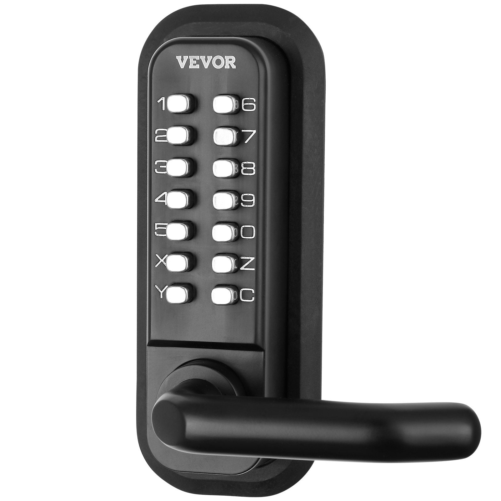 Mechanical Keyless Entry Door Lock, 14 Digit Keypad, Water-proof Zinc Alloy, Double-sided Embedded Outdoor Gate Door Locks Set with Keypad and Handle, Easy to Install, for Garden, Garage, Yard