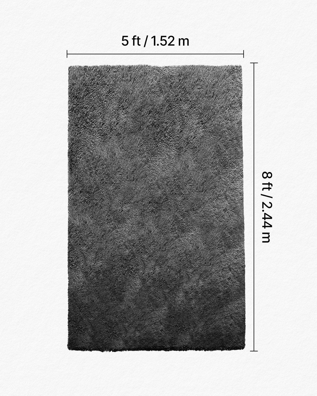 Indoor Plush Area Rugs, 1.52 x 2.44 m Soft Plush Carpet, Furry Shag Area Rugs for Living Room, Bedroom, Sunroom, Modern Home Decor Aesthetic, Non-Shedding, Non-Woven, Slip-Resistant, Dark Gray