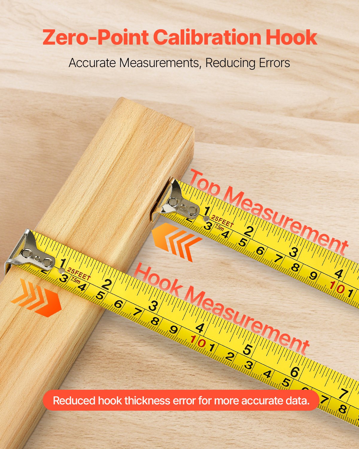 Tape Measure 7620mm Retractable Imperial Metric for Decoration