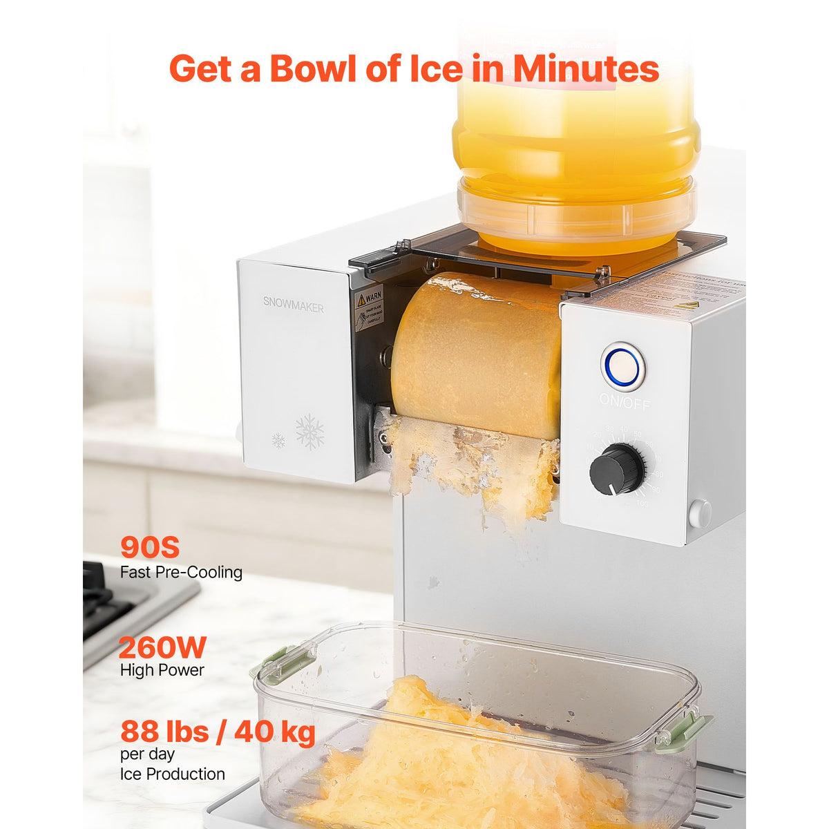 Snowflake Ice Machine, 40KG/24H Snowflake Ice Make - V952-JYNBJFL40KG2DH503001V3