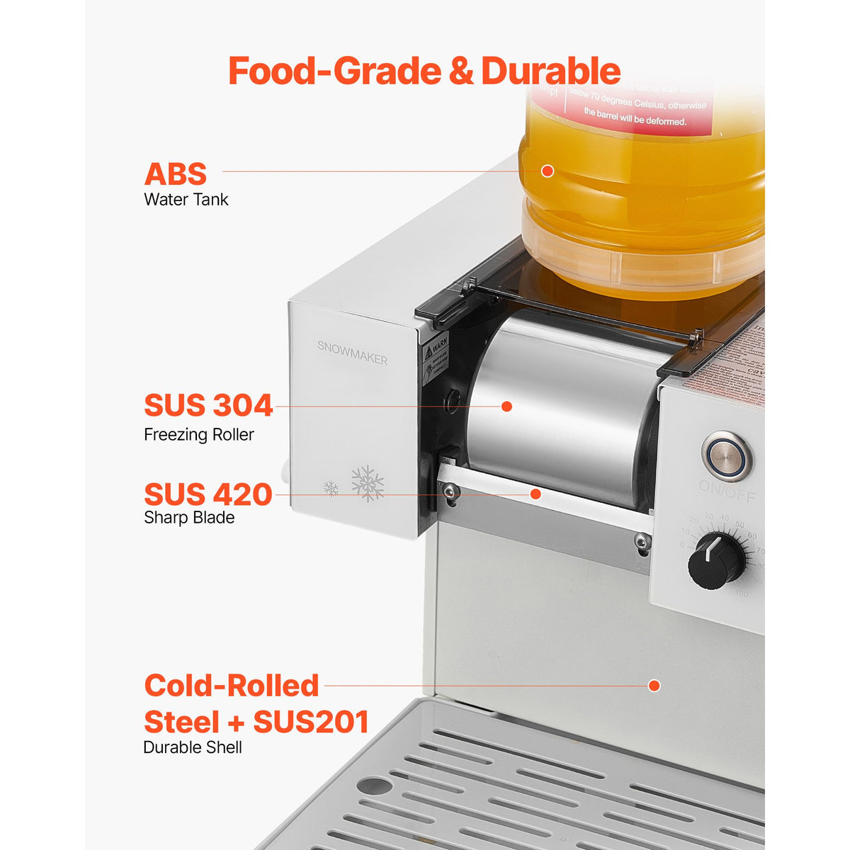 Snowflake Ice Machine, 40KG/24H Snowflake Ice Make - V952-JYNBJFL40KG2DH503001V3