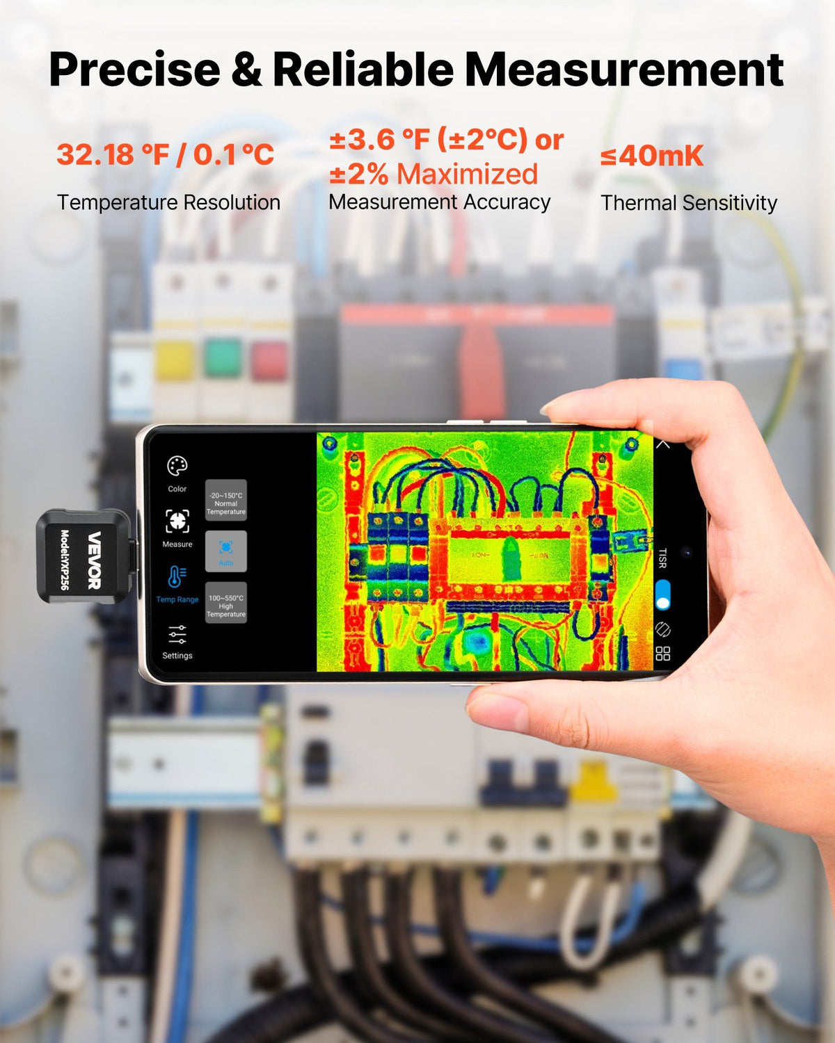 Thermal Imaging Camera for Android, 512 x 384 TISR Super Resolution, 25HZ Refresh Rate Infrared Thermal Imager for Smartphone Tablet, 256 x 192 IR Resolution, -20°C to 550°C & 15 Color Palettes