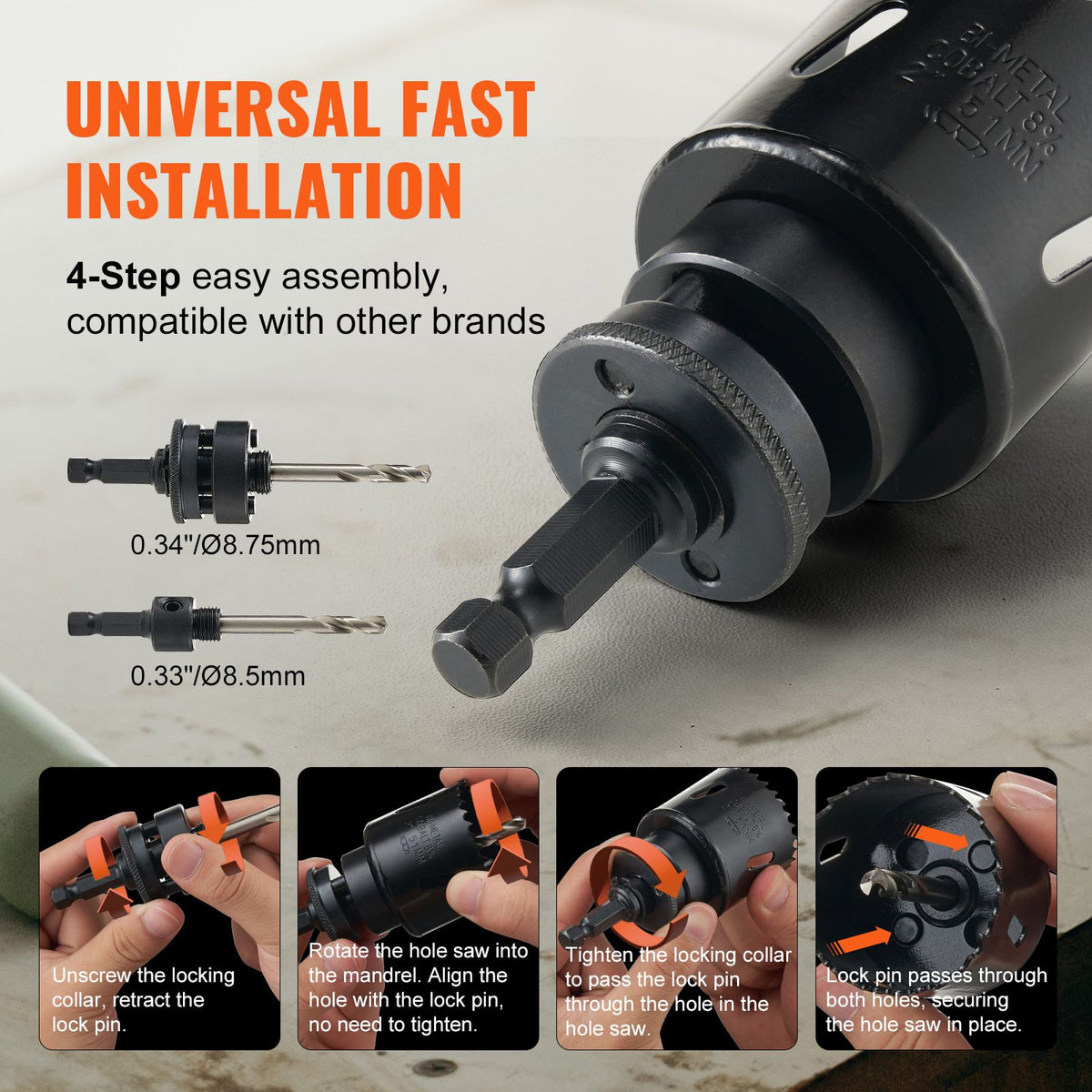 Hole Saw Kit, 18 PCS Saw Blades, 6 Drill Bits, 1 Hex Wrench, Bi Metal M42 Hole Saw Set with Carrying Case, General Purpose Size from 3/4" to 4-1/2", Ideal for Wood Board, Iron and Plastic Plate