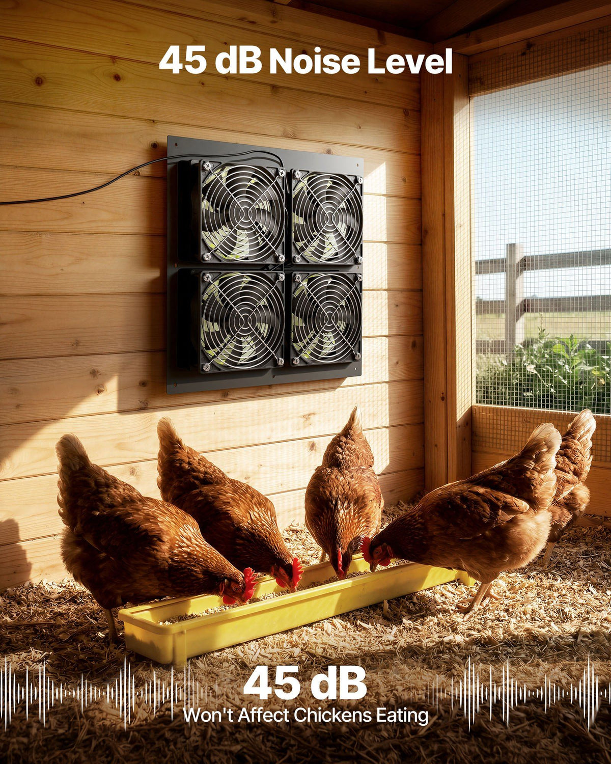 Solar Powered Fan, 25W Solar Panel with 4 Fans, Adjustable Solar Panel Angle, 2668 RPM High-Speed, Flexible Installation, Fast Air Exchange for Greenhouse, Grow Tents, Chicken Coops, Shelters