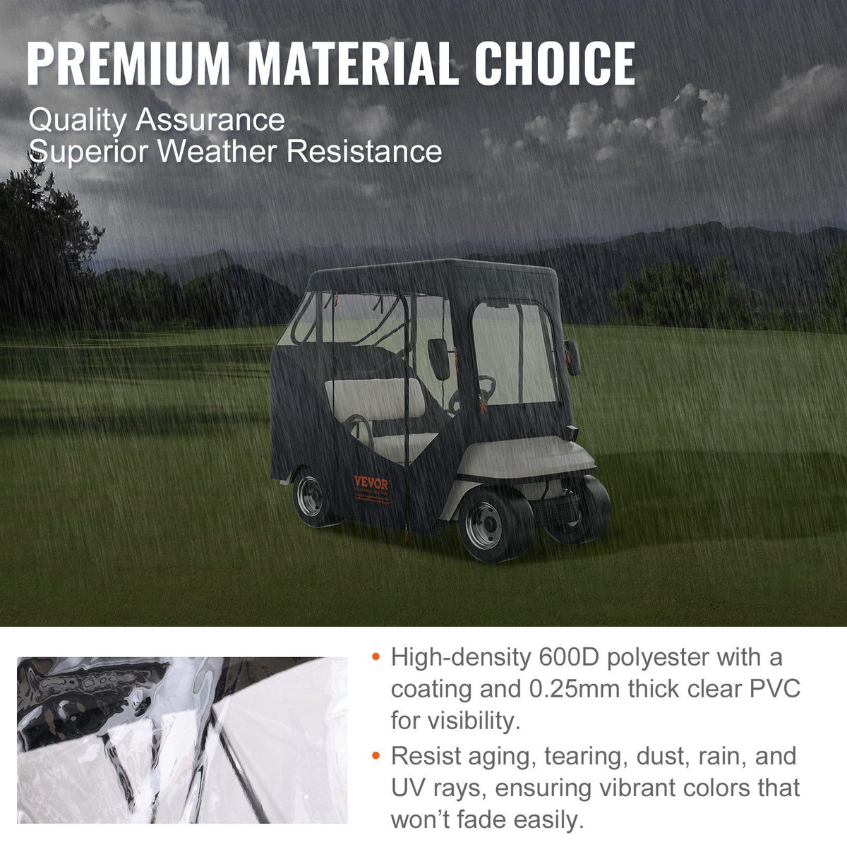 Golf Cart Enclosure, Polyester Driving Enclosure, Club Car Covers Suitable for 2-Seater Golf Carts, Sunproof and Dustproof Outdoor Cart Cover