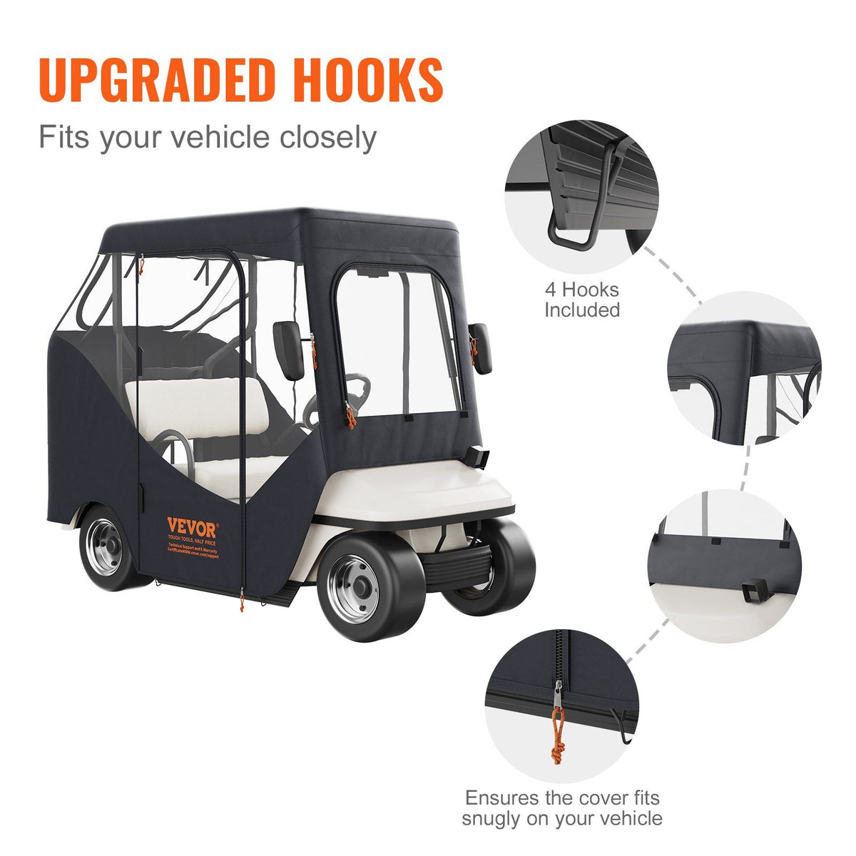Golf Cart Enclosure, Polyester Driving Enclosure, Club Car Covers Suitable for 2-Seater Golf Carts, Sunproof and Dustproof Outdoor Cart Cover