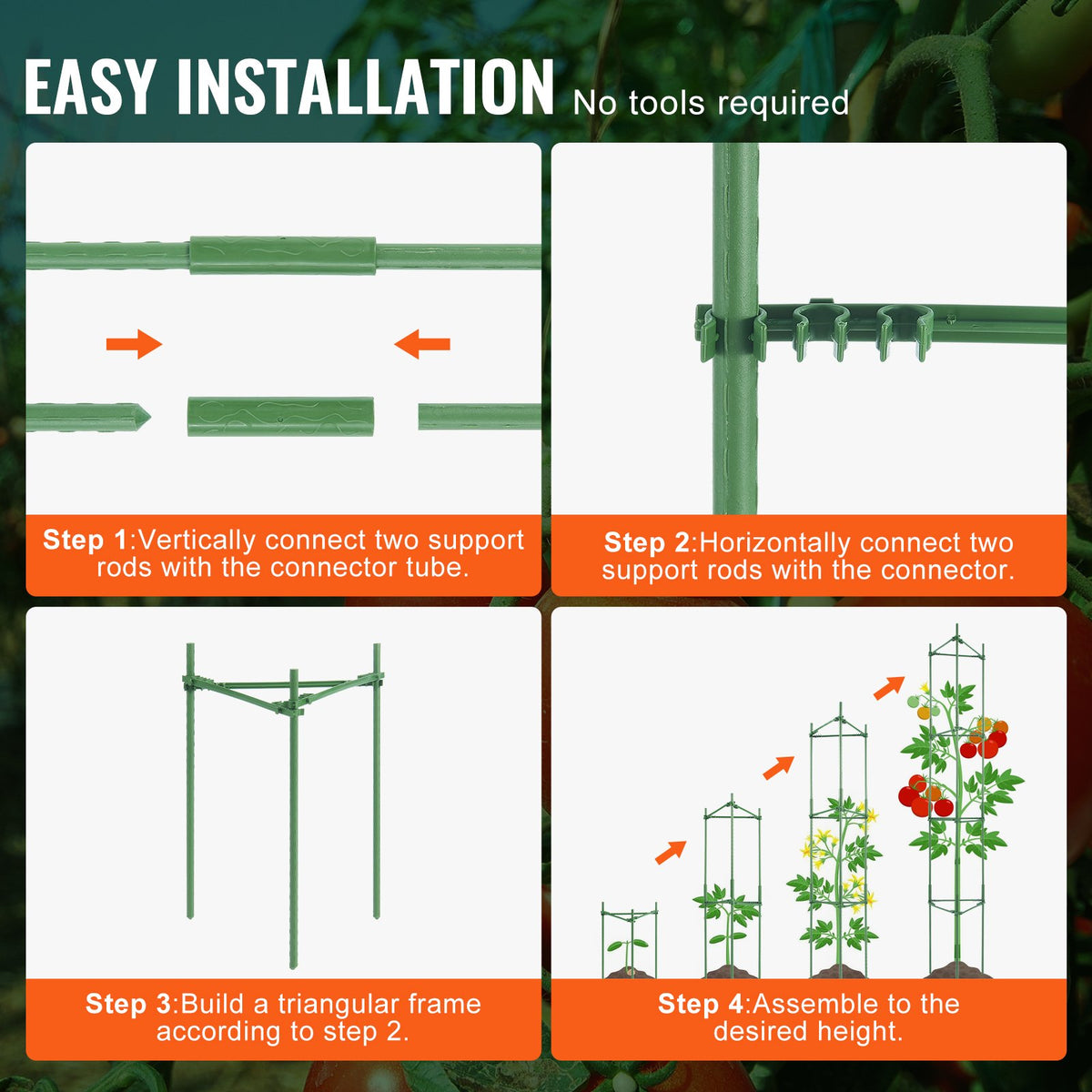 4 Packs Tomato Cages for Garden 1620 mm Tomato Plant Stakes Support Cage