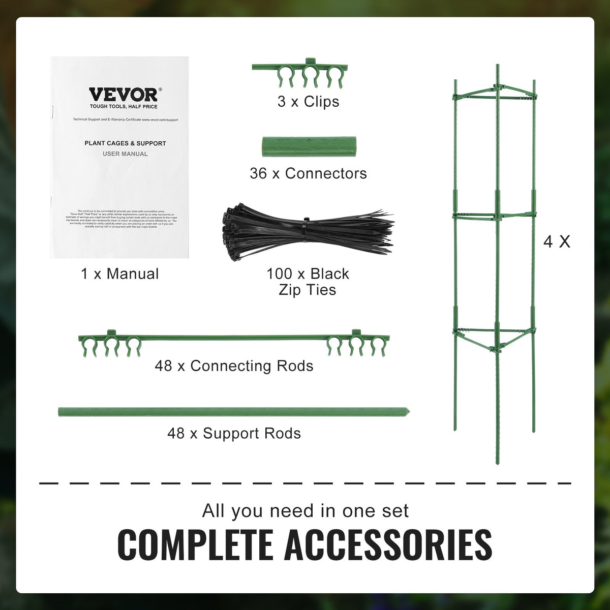 4 Packs Tomato Cages for Garden 1620 mm Tomato Plant Stakes Support Cage
