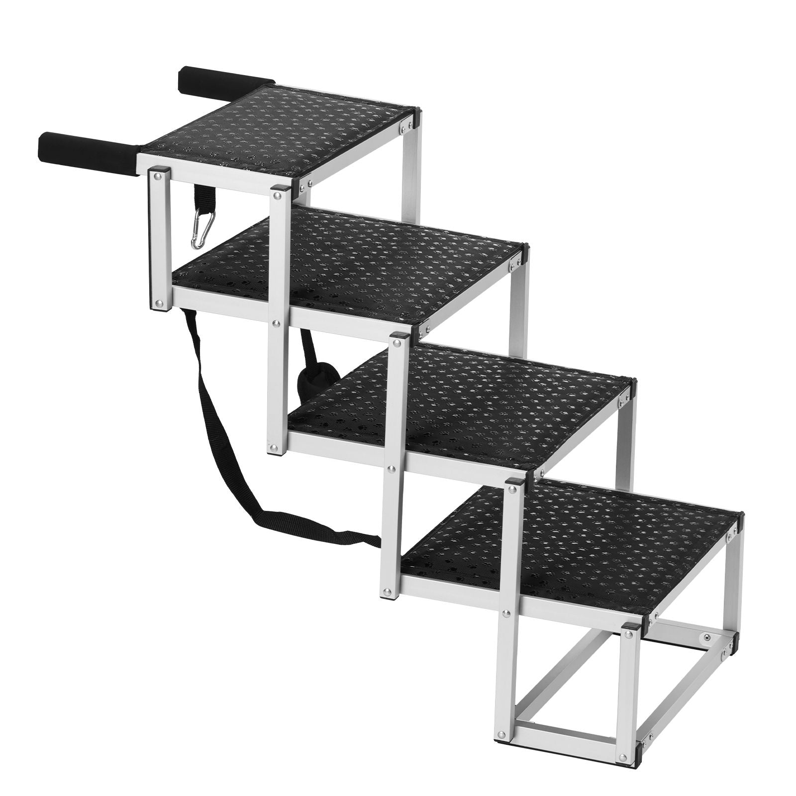 Dog Stair for Cars 4-step Folding Dog Steps Aluminum Loads up to 150 lbs, Foldable 24-25.4 in Adjustable Height