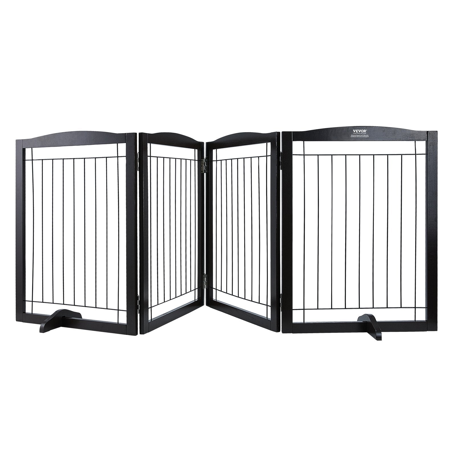 Free Standing Dog Gate 32x96.5 inch Freestanding Pet Gate Foldable Brown