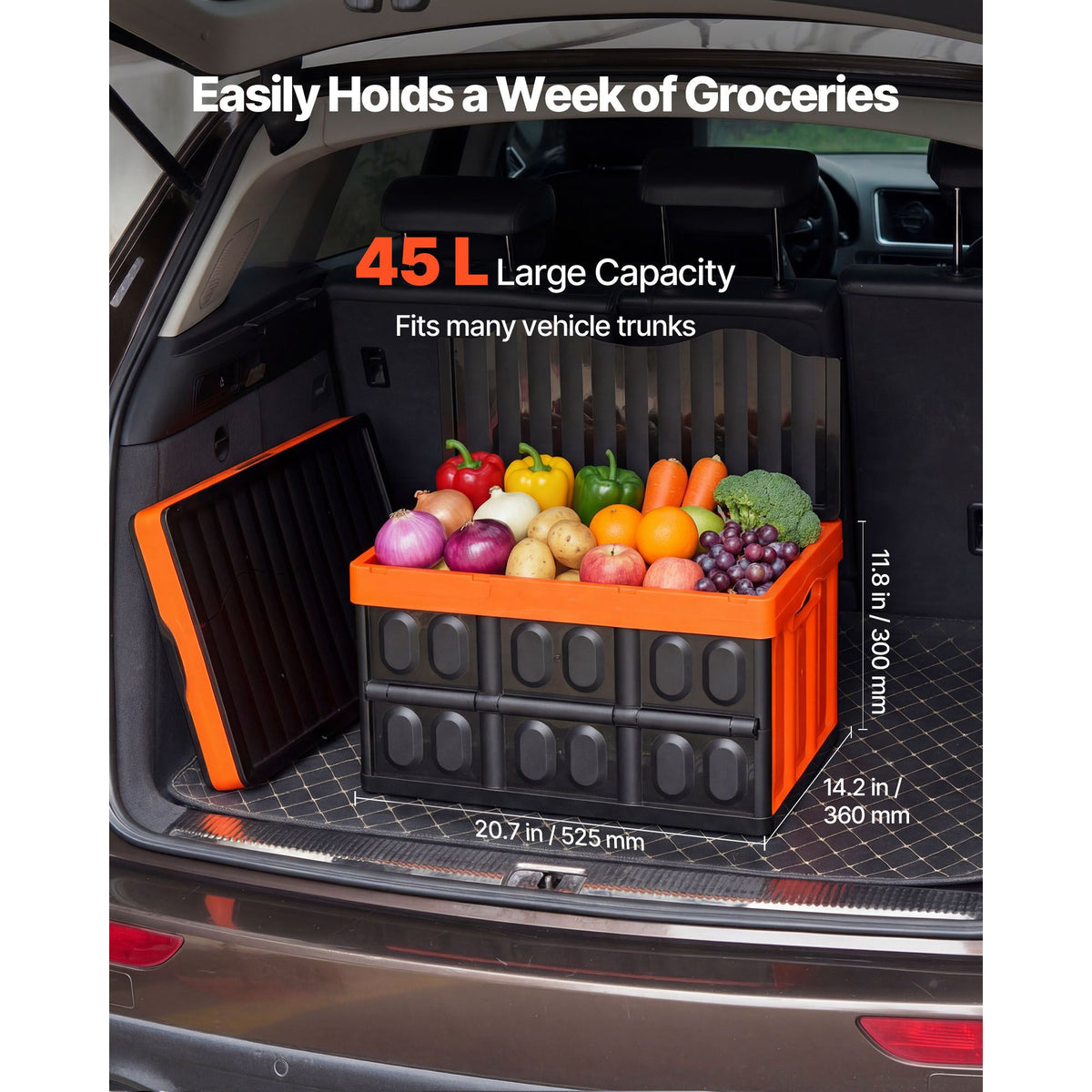 Plastic Collapsible Storage Bins with Lids, 45L 3Packs, Stackable Folding Storage Crates with Handles, Holds 20 kg Per Bin, Heavy Duty Containers, Space-Saving Baskets, for Home Organizing