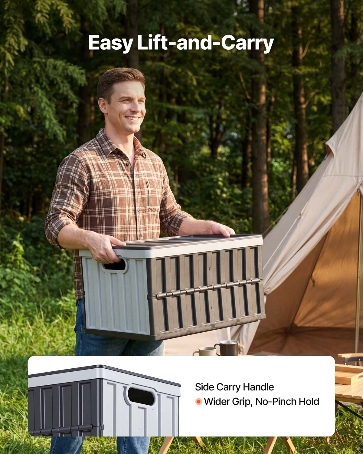 Plastic Collapsible Storage Bins with Lids, 65L 3 Packs, Stackable Folding Storage Crates with Handles, Holds 38 kg Per Bin, Heavy Duty Containers, Space-Saving Baskets, for Home Organizing