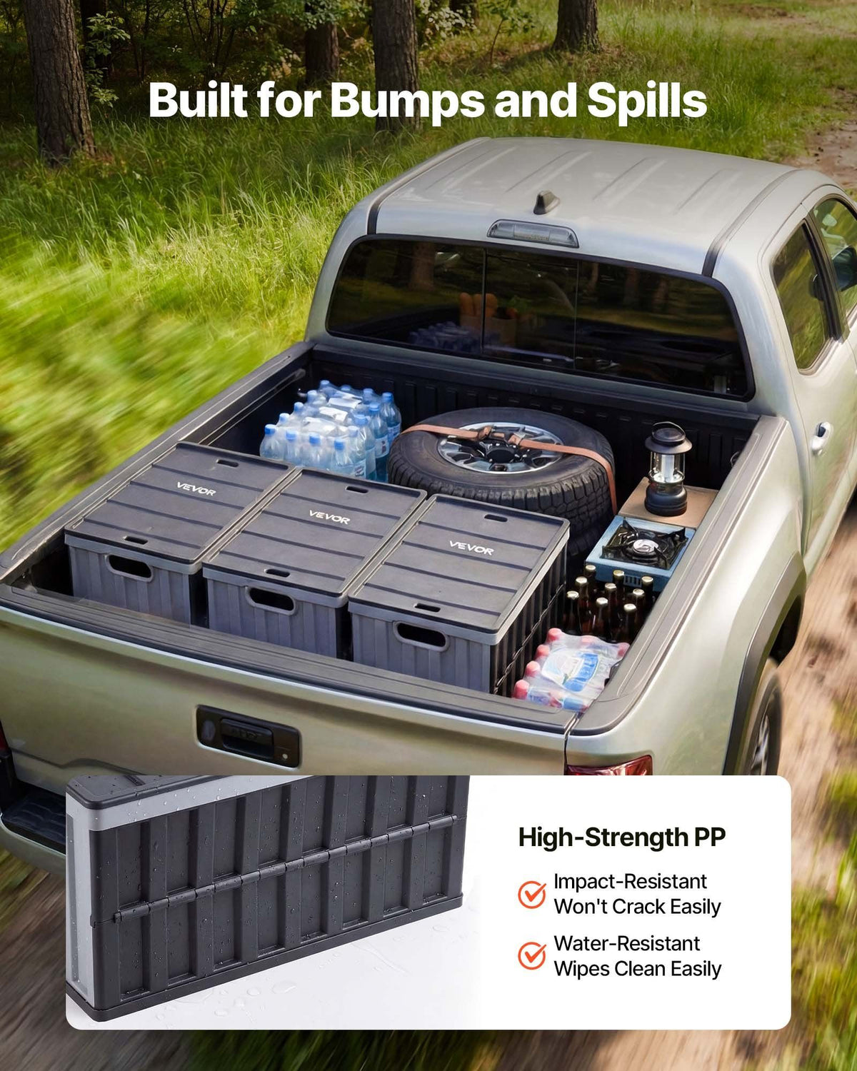 Plastic Collapsible Storage Bins with Lids, 65L 3 Packs, Stackable Folding Storage Crates with Handles, Holds 38 kg Per Bin, Heavy Duty Containers, Space-Saving Baskets, for Home Organizing