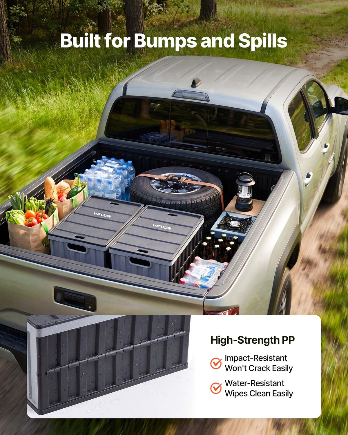 Plastic Collapsible Storage Bins with Lids, 65L 2 Packs, Stackable Folding Storage Crates with Handles, Holds 38 kg Per Bin, Heavy Duty Containers, Space-Saving Baskets, for Home Organizing