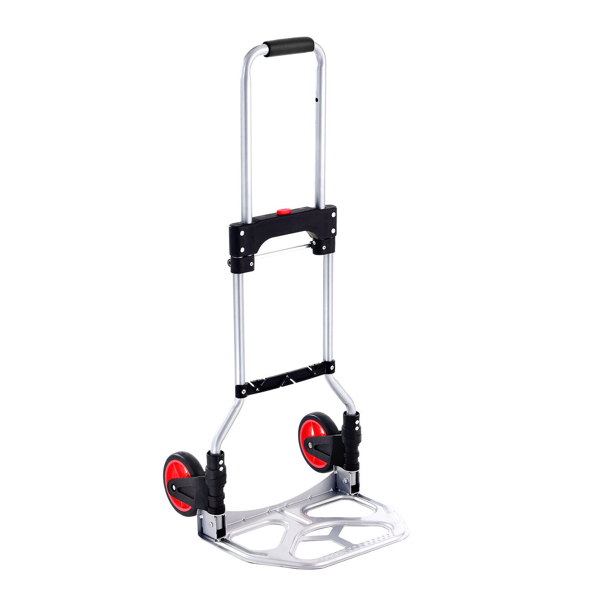 Folding Hand Truck, 80 kg Load Capacity, Aluminum Portable Cart, Convertible Hand Truck and Dolly with Telescoping Handle and Rubber Wheels, Ultra Lightweight Super Strong for Moving Warehouse