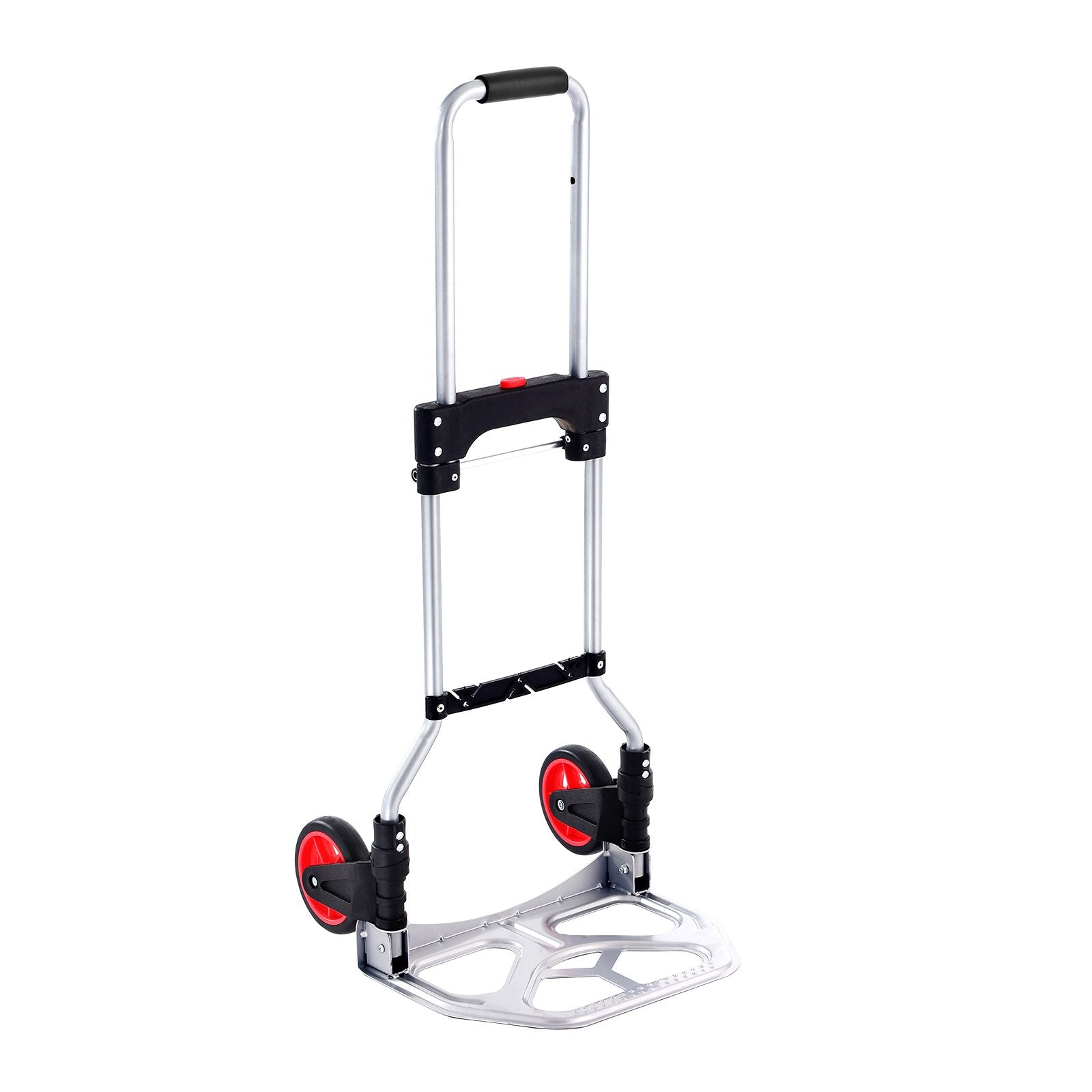 Folding Hand Truck, 80 kg Load Capacity, Aluminum Portable Cart, Convertible Hand Truck and Dolly with Telescoping Handle and Rubber Wheels, Ultra Lightweight Super Strong for Moving Warehouse