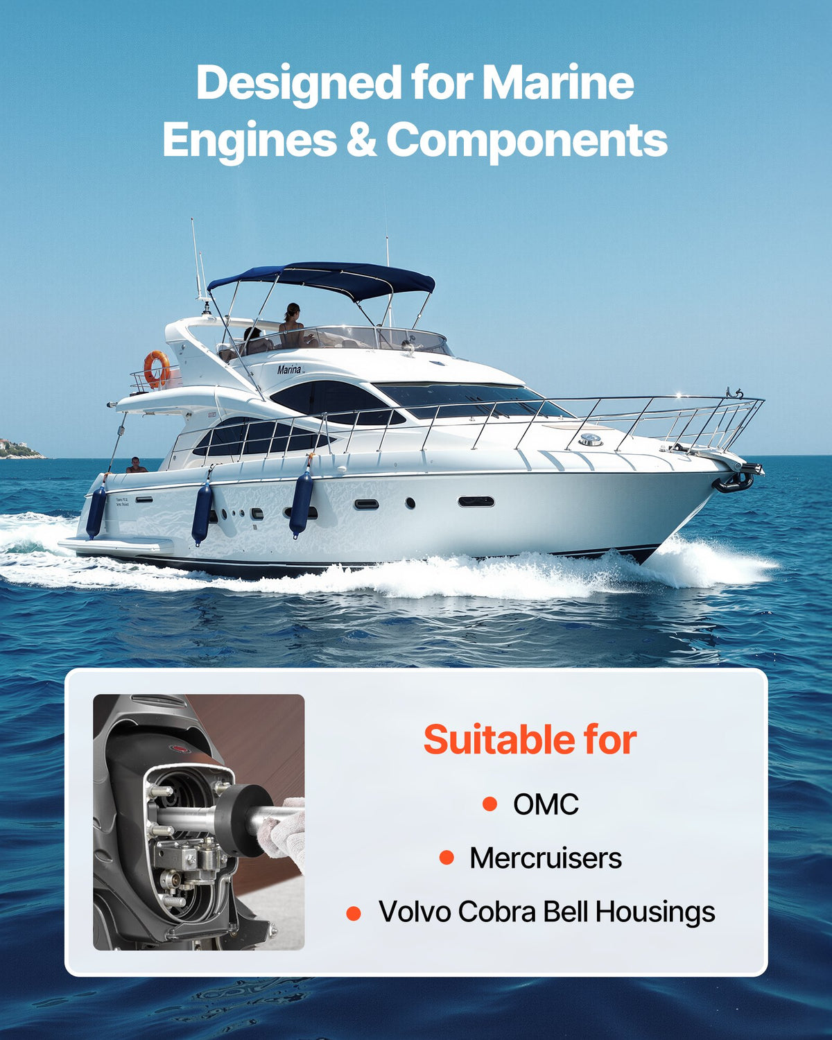 Mercruiser Alignment Tool & Gimbal Bearing Puller Set, Compatible with Mercruisers, OMC, Volvo Cobra Bell Housings, Engine Alignment Tool, Bearing Puller Seal Bellow Expander Tools Easy-to-Use