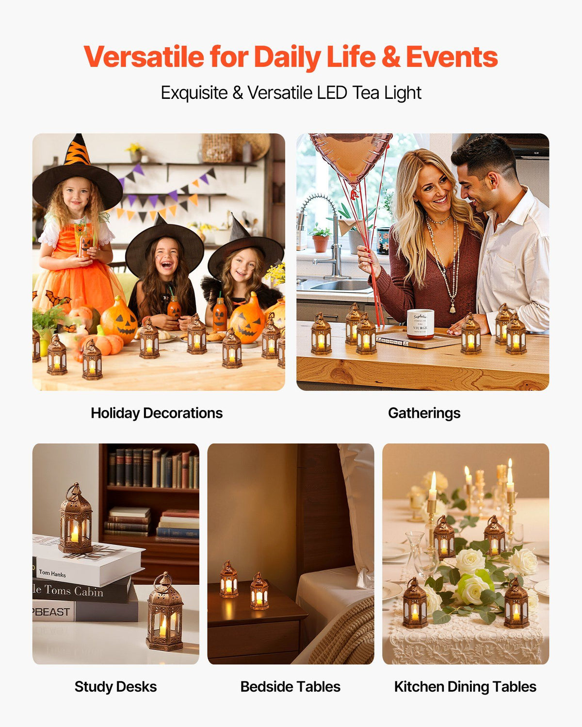 12 Pcs Decorative Candle Lantern, LED Electric Flameless Candle, Plastic LED Holder with Glass, Wall Hanging Indoor Porch Lanterns for Wedding Table Party Farmhouse Indoor Decor, Bronze