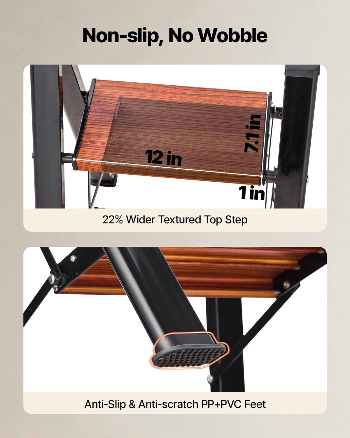 3 Step Ladder, Folding Step Stool with Wide Anti-Slip Pedal and Comfort Handgrip, Lightweight 150 kg Capacity Portable Aluminum Plant Support, Multi-Use for Adults, Home Repairing, Cleaning