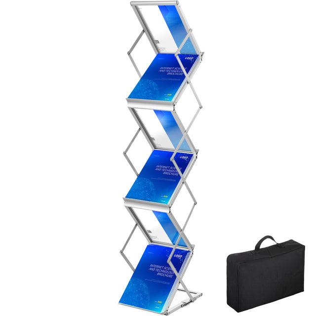 6-Pocket Aluminum Literature Rack Magazine Holder Carrying Bag
