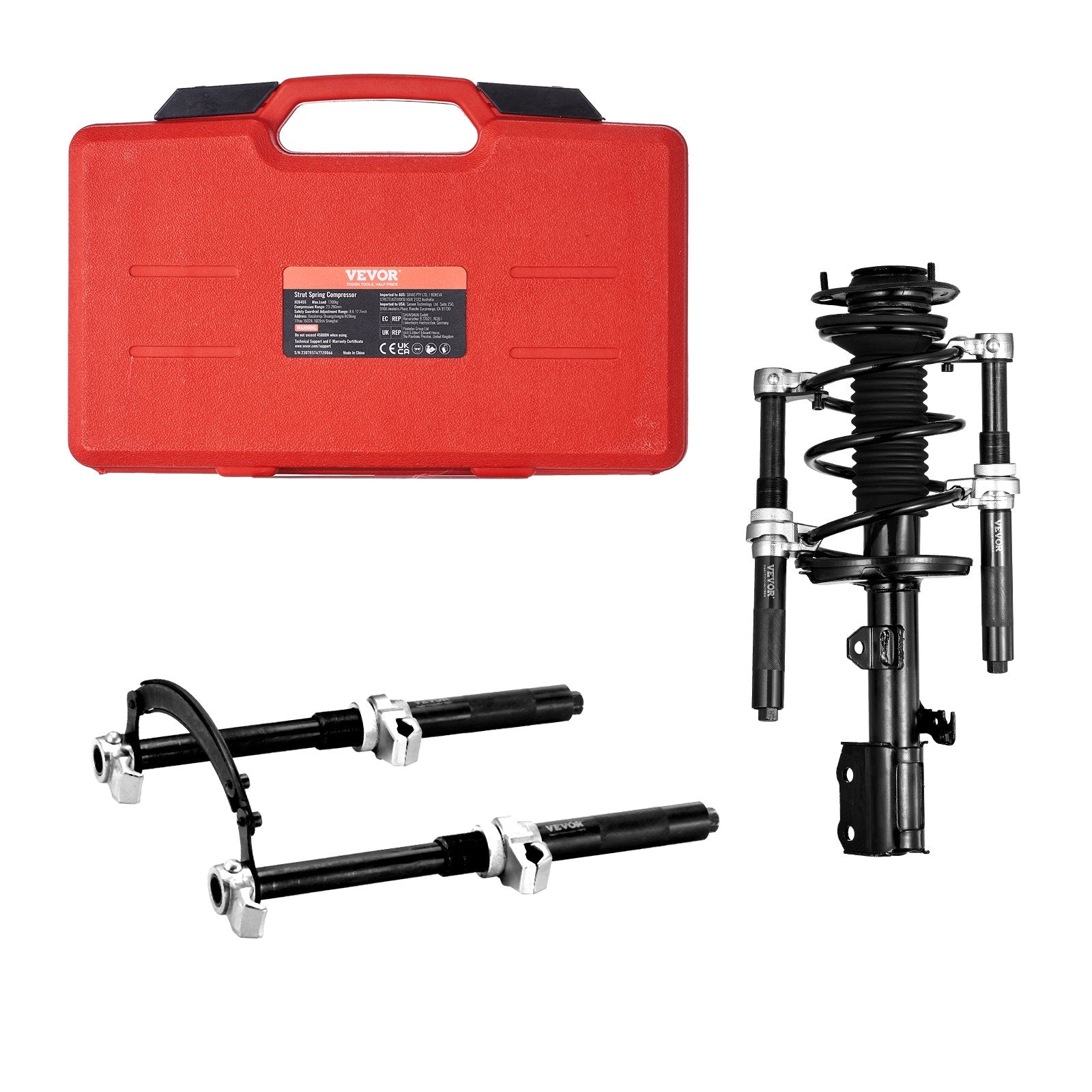 Coil Spring Compressor Tool, 2 pcs Heavy Duty Macpherson Strut Spring Compressor Set, 2646 lbs Strut Spring Compressor with Safety Bracket and Carrying Case, for Car Truck ATV UTV